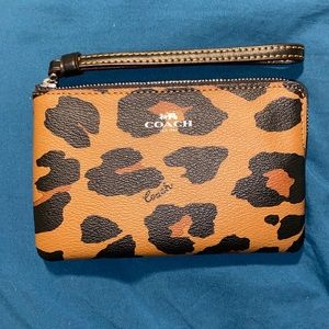 Coach wristlet in leopard print